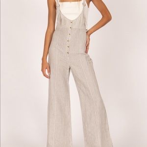 Amuse society striped linen overalls
